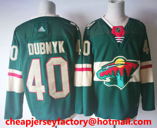 Men's Minnesota Wild #40 Devan Dubnyk Green 2017-2018 Hockey Stitched NHL Jersey