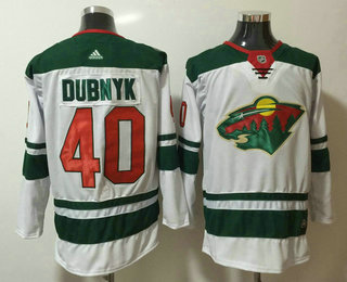 Men's Minnesota Wild #40 Devan Dubnyk White 2017-2018 Hockey Stitched NHL Jersey