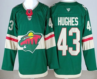 Men's Minnesota Wild #43 Quinn Hughes Green Authentic Jersey