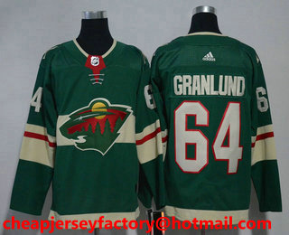 Men's Minnesota Wild #64 Mikael Granlund Green 2017-2018 Hockey Stitched NHL Jersey
