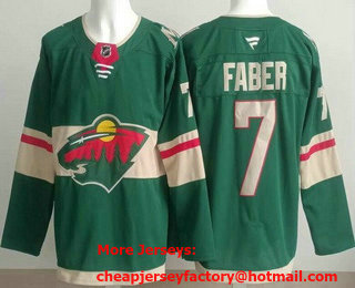 Men's Minnesota Wild #7 Brock Faber Fleury Green Authentic Jersey