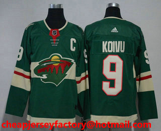 Men's Minnesota Wild #9 Mikko Koivu Green 2017-2018 Hockey Stitched NHL Jersey