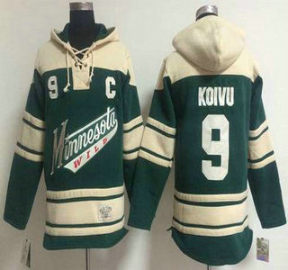 Men's Minnesota Wild #9 Mikko Koivu Old Time Hockey Green Hoody