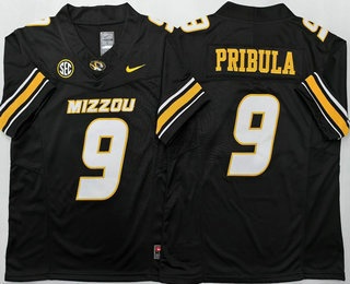Men's Missouri Tigers #9 Beau Pribula Limited Black FUSE College Football Jersey
