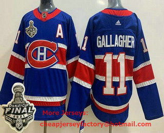 Men's Montreal Canadiens #11 Brendan Gallagher Blue Special 2021 Stanley Cup Finals Authentic Jersey