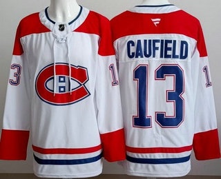 Men's Montreal Canadiens #13 Cole Caufield White Authentic Jersey