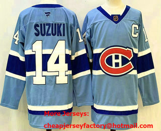 Men's Montreal Canadiens #14 Nick Suzuki Blue Reverse Retro Stitched Jersey