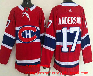 Men's Montreal Canadiens #17 Josh Anderson Red Authentic Jersey