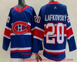 Men's Montreal Canadiens #20 Juraj Slafkovsky Blue 2021 Reverse Retro Authentic Jersey