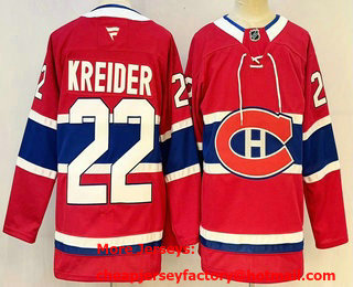 Men's Montreal Canadiens #22 Chris Kreider Red Authentic Jersey
