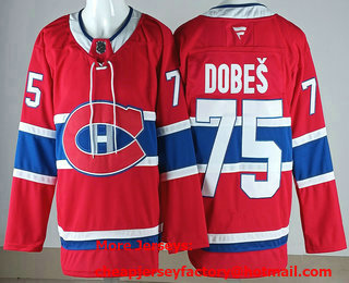 Men's Montreal Canadiens #75 Jakub Dobes Red Authentic Jersey