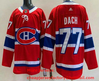 Men's Montreal Canadiens #77 Kirby Dach Red Authentic Jersey