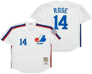 Men's Montreal Expos #14 Pete Rose White 1982 Throwback Jersey