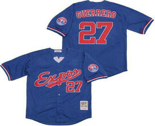 Men's Montreal Expos #27 Vladimir Guerrero Blue Throwback Jersey