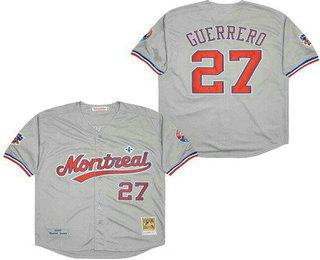 Men's Montreal Expos #27 Vladimir Guerrero Gray 1997 Throwback Jersey