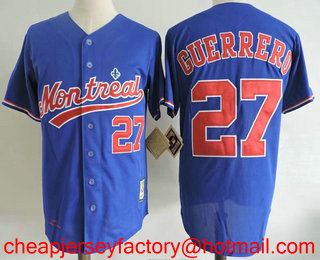 Men's Montreal Expos #27 Vladimir Guerrero Navy Blue 2002 Throwback Stitched MLB Cooperstown Collection Jersey