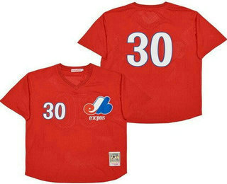 Men's Montreal Expos #30 Tim Raines Red Mesh Throwback Jersey