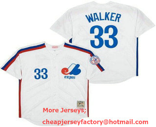 Men's Montreal Expos #33 Larry Walker White Throwback Jersey
