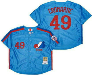 Men's Montreal Expos #49 Warren Cromartie Blue 1982 Throwback Jersey