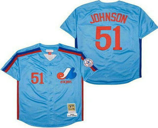 Men's Montreal Expos #51 Randy Johnson Blue 1982 Throwback Jersey
