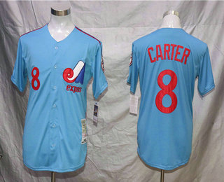 Men's Montreal Expos #8 Gray Carter 1982 Blue Mitchell & Ness Throwback Jersey