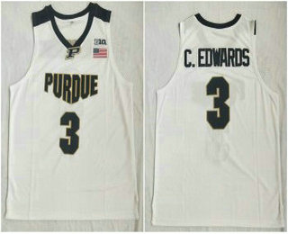 Men's NCAA Purdue #3 Carsen Edwards White College Basketball Jersey