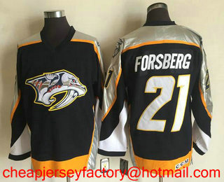 Men's Nashville Predators #21 Filip Forsberg Navy Blue 1998-99 Throwback Stitched NHL CCM Vintage Hockey Jersey