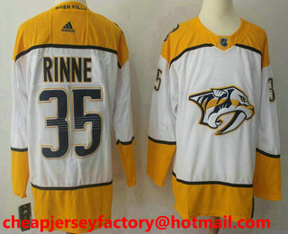 Men's Nashville Predators #35 Pekka Rinne White 2017-2018 Hockey Stitched NHL Jersey