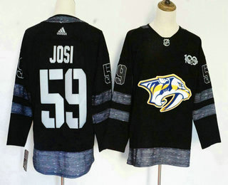 Men's Nashville Predators #59 Roman Josi Black 100th Anniversary Stitched NHL 2017 Hockey Jersey