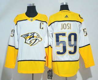Men's Nashville Predators #59 Roman Josi White With C Patch 2017-2018 Hockey Stitched NHL Jersey