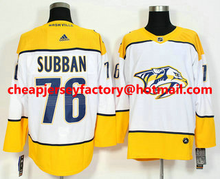 Men's Nashville Predators #76 P. K. Subban White 2017-2018 Hockey Stitched NHL Jersey