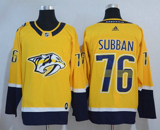 Men's Nashville Predators #76 P. K. Subban Yellow 2017-2018 Hockey Stitched NHL Jersey