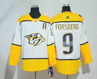 Men's Nashville Predators #9 Filip Forsberg White With A Patch Home 2017-2018 Hockey Stitched NHL Jersey
