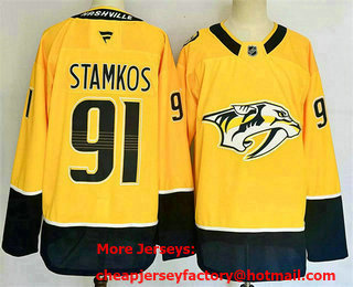 Men's Nashville Predators #91 Steven Stamkos Gold 2024 Home Stitched Jersey