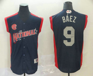 Men's National League Chicago Cubs #9 Javier Baez Navy With Red 2019 MLB All-Star Futures Game Jersey