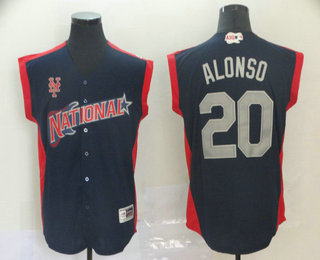 Men's National League New York Mets #20 Pete Alonso Navy With Red 2019 MLB All-Star Futures Game Jersey