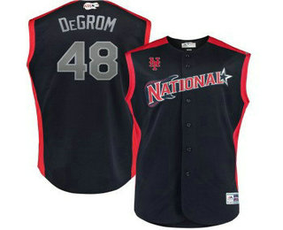 Men's National League New York Mets #48 Jacob deGrom Navy With Red 2019 MLB All-Star Futures Game Jersey