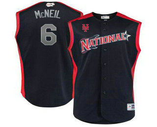 Men's National League New York Mets #6 Jeff McNeil Navy With Red 2019 MLB All-Star Futures Game Jersey
