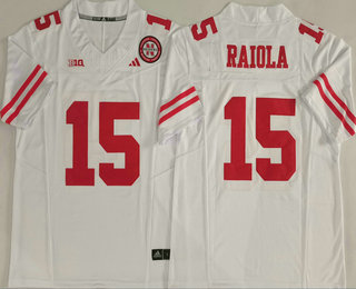 Men's Nebraska Cornhuskers #15 Dylan Raiola White FUSE College Football Jersey