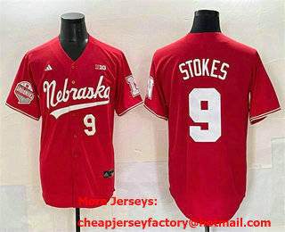 Men's Nebraska Huskers #9 Rhett Stokes Red Champions Patch Vapor Limited Stitched Jersey