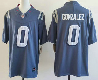 Men's New England Patriots #0 Christian Gonzalez Limited Gray Rivalries FUSE Vapor Jersey