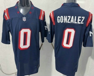 Men's New England Patriots #0 Christian Gonzalez Limited Navy Rivalries FUSE Vapor Jersey