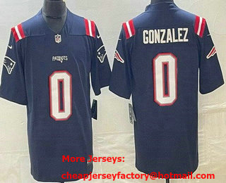 Men's New England Patriots #0 Christian Gonzalez Limited Navy Vapor Jersey