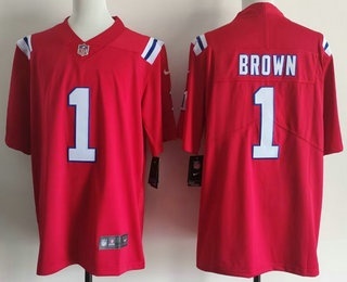 Men's New England Patriots #1 AJ Brown Limited Red Vapor Jersey