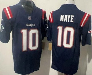 Men's New England Patriots #10 Drake Maye Limited Navy FUSE Vapor Jersey