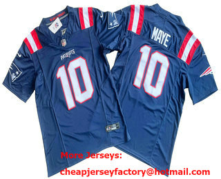 Men's New England Patriots #10 Drake Maye Limited Navy FUSE Vapor Jersey