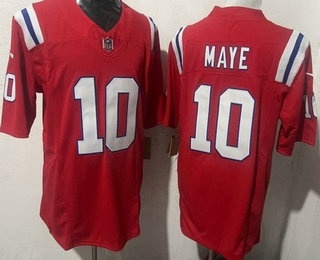 Men's New England Patriots #10 Drake Maye Limited Red FUSE Vapor Jersey