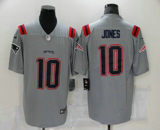 Men's New England Patriots #10 Mac Jones Grey Inverted Legend Stitched Limited Vapor Jersey