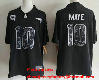 Men's New England Patriots #10 Mac Jones Limited Black FUSE 2026 Salute To Service Jersey
