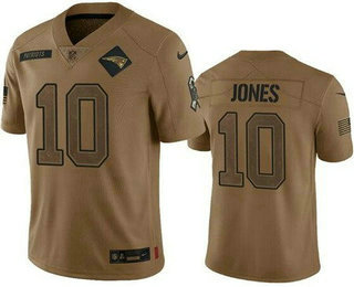 Men's New England Patriots #10 Mac Jones Limited Brown 2023 Salute To Service Jersey
